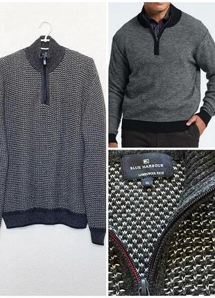 Чоловічий светр суміш вовни marks×spencer wool blend half zip sweater, p. xl