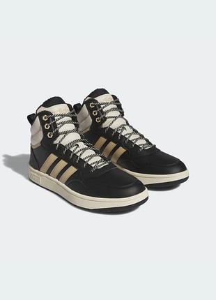 Чорні утеплені хайтопи кросівки adidas hoops 3.0