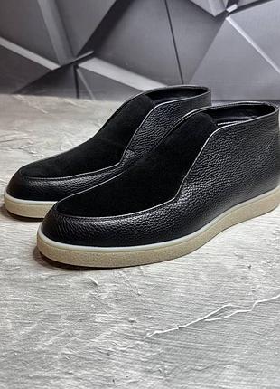 👟 кроссовки мужские лоферы натуральная замша и кожа утепленные байка / наложка bs👟