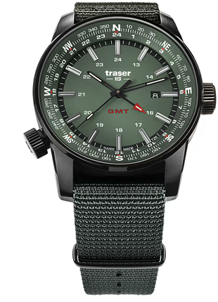 Швейцарський чоловічий годинник traser p68 pathfinder gmt ts зелений 109035