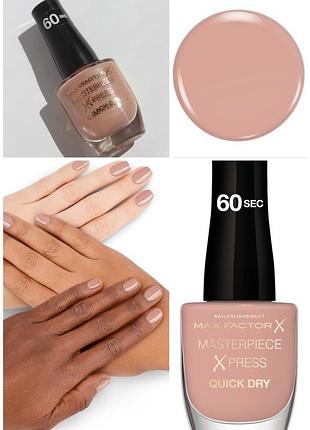 🏼 нюдовий бежевий лак для нігтів max factor masterpiece xpress quick dry nail polish макс фактор світлий нюд з шимером  203 nude'itude
