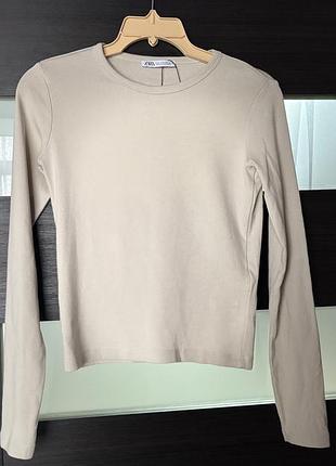 Новий лонгслів з довгим рукавом zara р.l