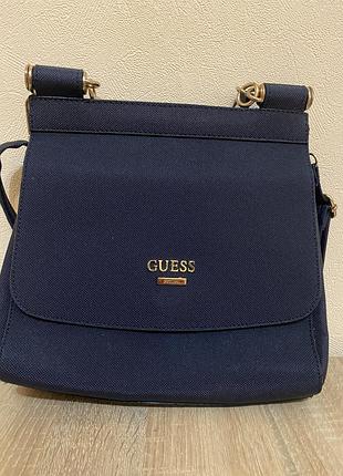Сумка жіноча guess темно-синя з клапаном