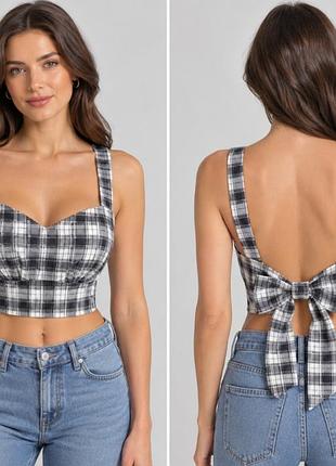 Топ женский в клетку с бантом primark