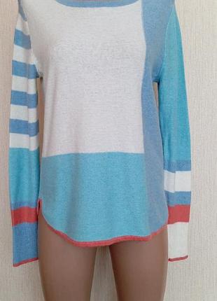 Женский джемпер white stuff emma colourblock jumper в цвете blue multi размер xs-s в составе ткани шерсть мериноса