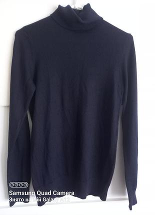 Шерстяной гольф водолазка next merino wool темно-синего цвета близко к черному