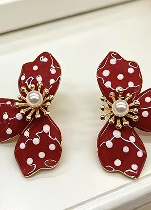 Жіночі французький стиль сережок червона квітка 🌺