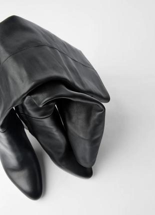 Кожаные сапоги zara, черного цвета. новая коллекция, цена сайта 3999 грн5 фото