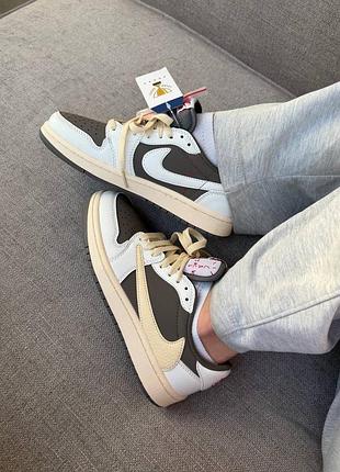 Жіночі кросівки travis scott x air jordan 1 low reverse mocha | 36–41