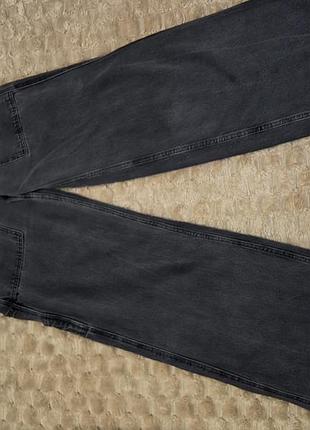 Стильные широкие серые джинсы wide-leg / графитовые джинсы палаццо с накладными карманами