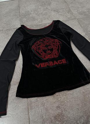 Вінтажний червоно чорний лонг кофта з принтом versace горгона медуза вінтаж gucci vintage y2k нульові