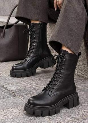 Черевики жіночі trendy натуральне хутро 36 чорні (b0718)
