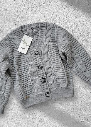 Кофта кардиган тепла для дівчинки в'язана, напіввовняна,  suzie, 116,128,140,152, див. заміри в описі