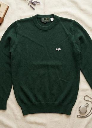 Светр lacoste смарагдовий розмір m 100% мериносова вовна