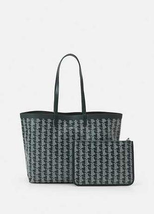 Lacoste zely set - tote bag сумка женская тоут зеленый принт
