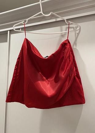 Міні спідниця zara червона шовкова m
