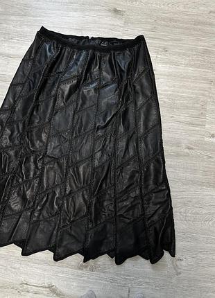 Міді спідниця жіноча чорна шкіряна 🖤
