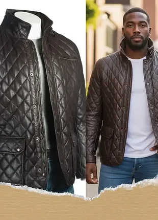 Мужская кожаная стеганая куртка woodland leathers (натуральная кожа)