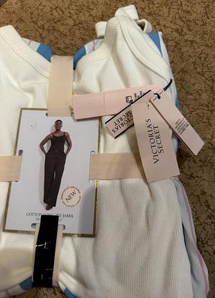 Піжама жіноча victoria’s secret майка + штани бавовна великі розміри біла