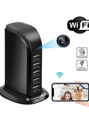 Зарядное устройство usb на 5 портов со встроенной wi-fi камерой (ip)