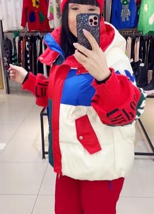 Новий жіночий пуховик m/l/xl оверсайз, пух-наповнювач, 46-48, яскрава зимова куртка жіноча