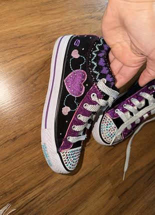 Кеди для дітей skechers twinkle toes високі, чорні з фіолетовим