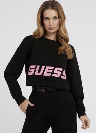 Жіночий світшот guess чорний з рожевим логотипом