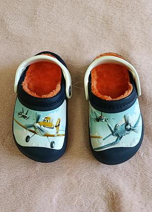 Капці дитячі crocs утеплені з літаками, розмір 23/24