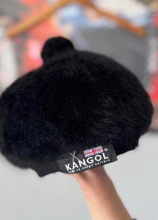 Чорний пухнастий берет kangol вінтажний стиль