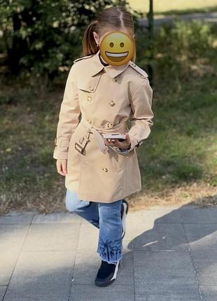 Плащ для дівчинки burberry оригінал бежевий 116-128 см
