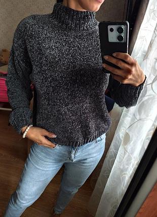 Светр жіночий pull& bear плюшевий сірий xs/s
