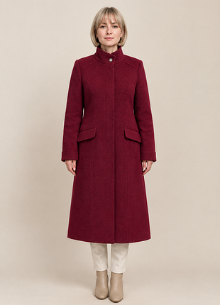 Пальто жіноче laura ashley бордове шерстяне, розмір m (44-46)