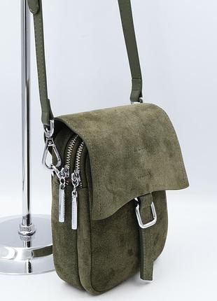 Сумка жіноча замшева polina &amp; eiterou y1501f army green