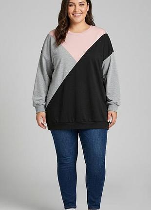Свитшот удлиненный / платье-свитшот shein curve оверсайз (58–62 ) colorblock нюанс