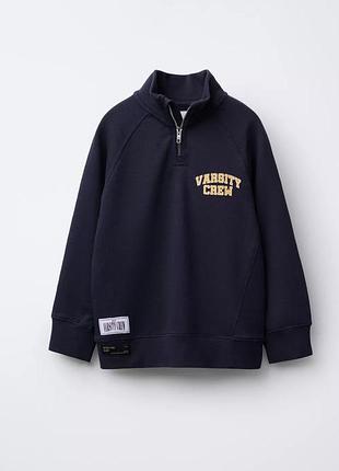 Світшот для підлітків zara утеплений з zip замком синій 164 см