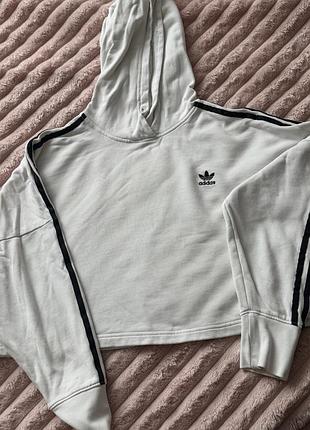 Худі жіноче adidas укорочене з капюшоном біле