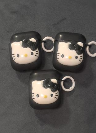 Чохол hello kitty для airpods в чорному кольорі,, чехол для эирподс китти, чохол кітті кіті