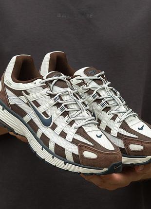 Кроссовки мужские nike p-6000 white brown suede