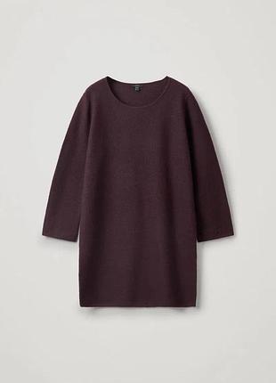 Вовняна сукня cos, 100% wool, трендовий колір стиглої сливи