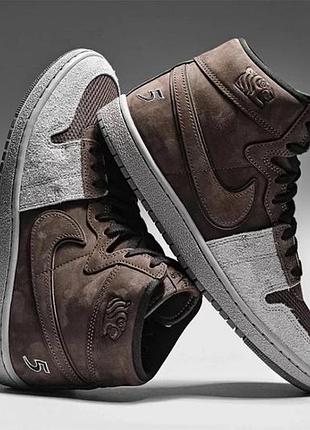 Кросівки унісекс jordan air nike високі, коричневі, розмір 36,5