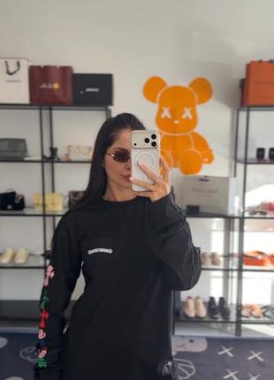 Лонгслів жіночий chrome hearts чорний з принтом