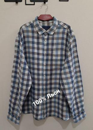Лляна чоловіча сорочка великого розміру m&s collection з довгим рукавом, р. 56-58