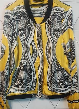 Бомбер в стилі versace тонкий з візерунком, жовто-чорна