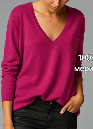 Шерстяной джемпер, кофта, 100% мерино, marks&spencer,  m-l
