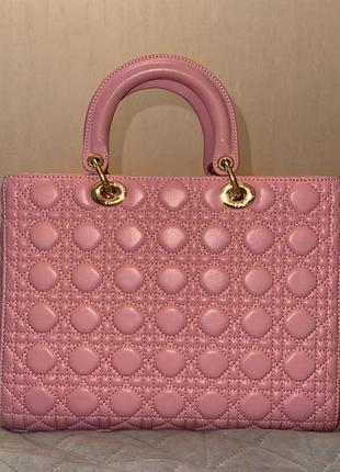 Сумка жіноча christian dior lady dior рожева, 32х24 см