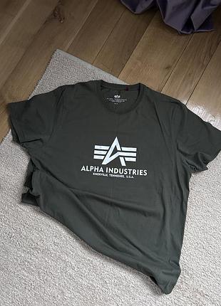 Футболка чоловіча alpha industries з круглим вирізом, хакі