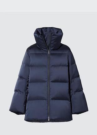 Пуховик жіночий uniqlo +j down volume jacket темно-синій m-l