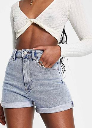 Шорти жіночі stradivarius mom slim блакитні джинсові xs