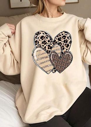 🥰 світшот з сердечками на флісі shein 4xl батал
