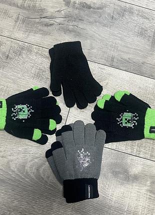Ціна за 4 пари рукавичок для хлопчиків primark minecraft чорні, сірі, зелені 5-9 років